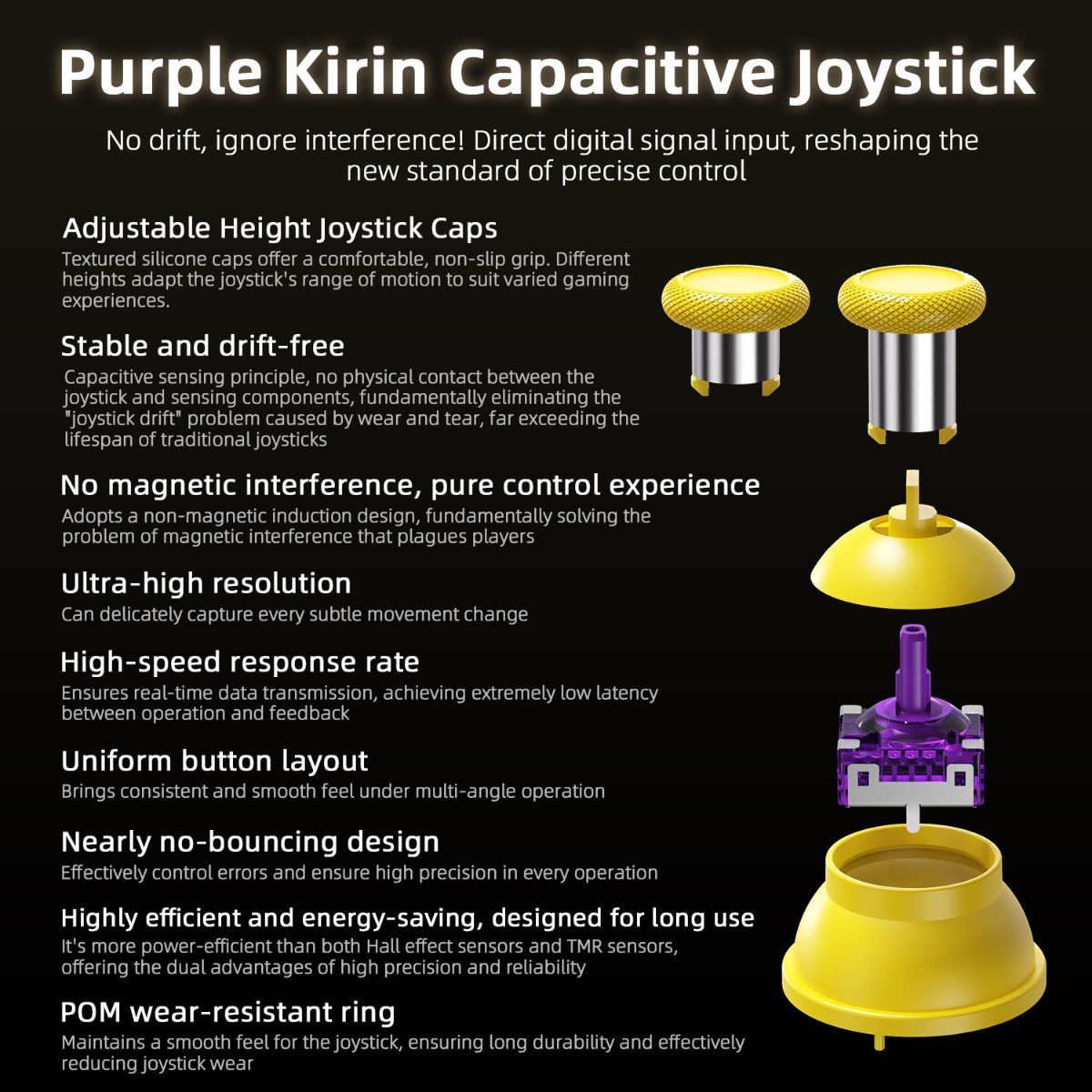 Smart Game Controller 2.5D HD Screen Purple Kirin Joystick Heart Rate - Black - Size 1PCS