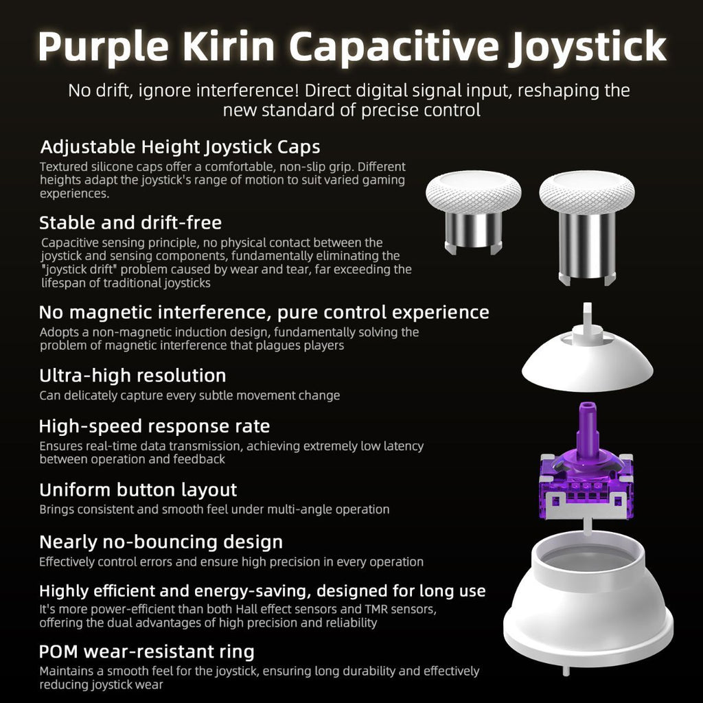 Smart Game Controller 2.5D HD Screen Purple Kirin Joystick Heart Rate - Black - Size 1PCS
