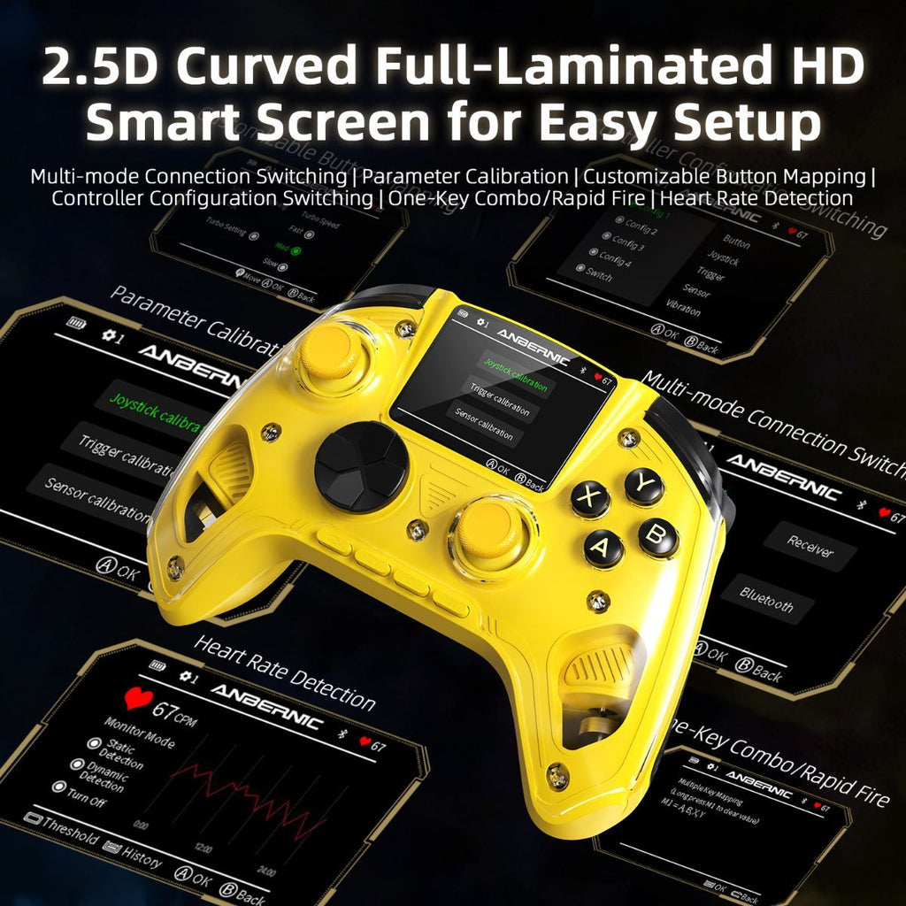 Smart Game Controller 2.5D HD Screen Purple Kirin Joystick Heart Rate - White - Size 1PCS