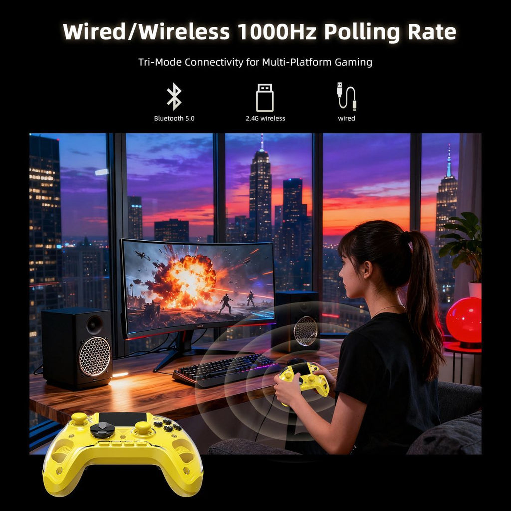Smart Game Controller 2.5D HD Screen Purple Kirin Joystick Heart Rate - Yellow - Size 1PCS
