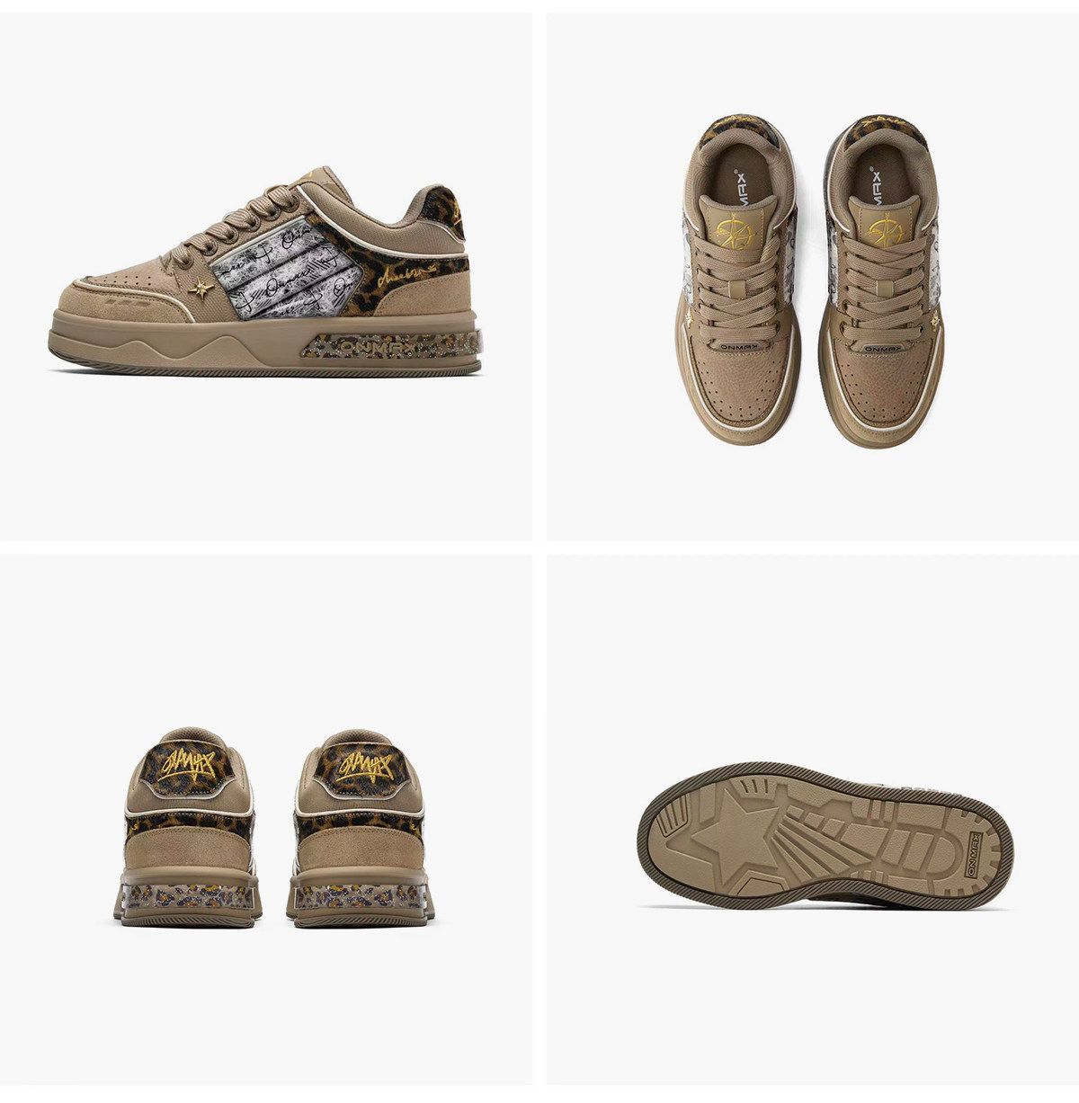 Leopard Print Sneakers Platform Chunky Shoes High-Top Casual Shoes Unisex - Leopard print brown - Size 8(AU8/EU41)
