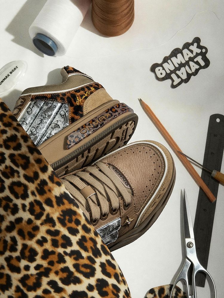 Leopard Print Sneakers Platform Chunky Shoes High-Top Casual Shoes Unisex - Leopard print brown - Size 9(AU9/EU42)