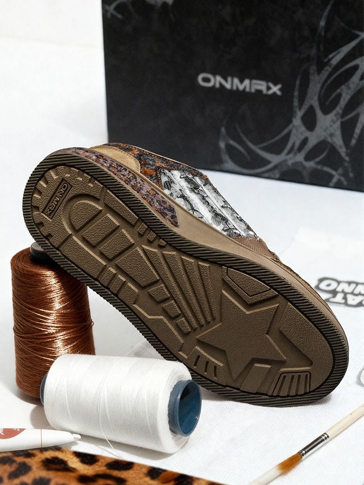 Leopard Print Sneakers Platform Chunky Shoes High-Top Casual Shoes Unisex - Leopard print brown - Size 7(AU7/EU40)