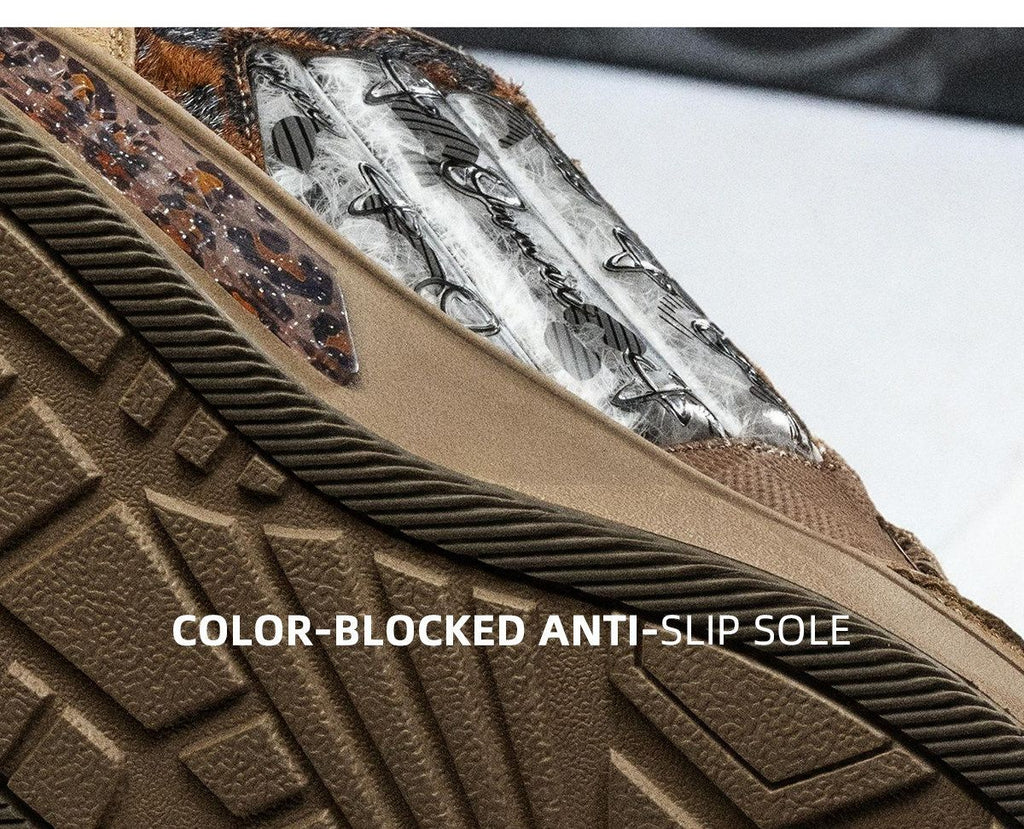 Leopard Print Sneakers Platform Chunky Shoes High-Top Casual Shoes Unisex - Leopard print brown - Size 7(AU7/EU40)