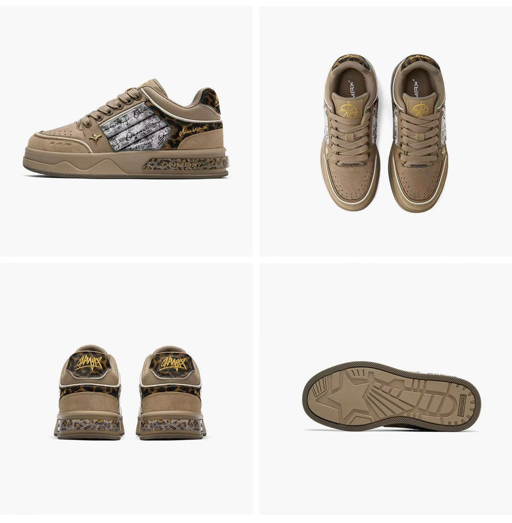 Leopard Print Sneakers Platform Chunky Shoes High-Top Casual Shoes Unisex - Leopard print brown - Size 9(AU9/EU42)