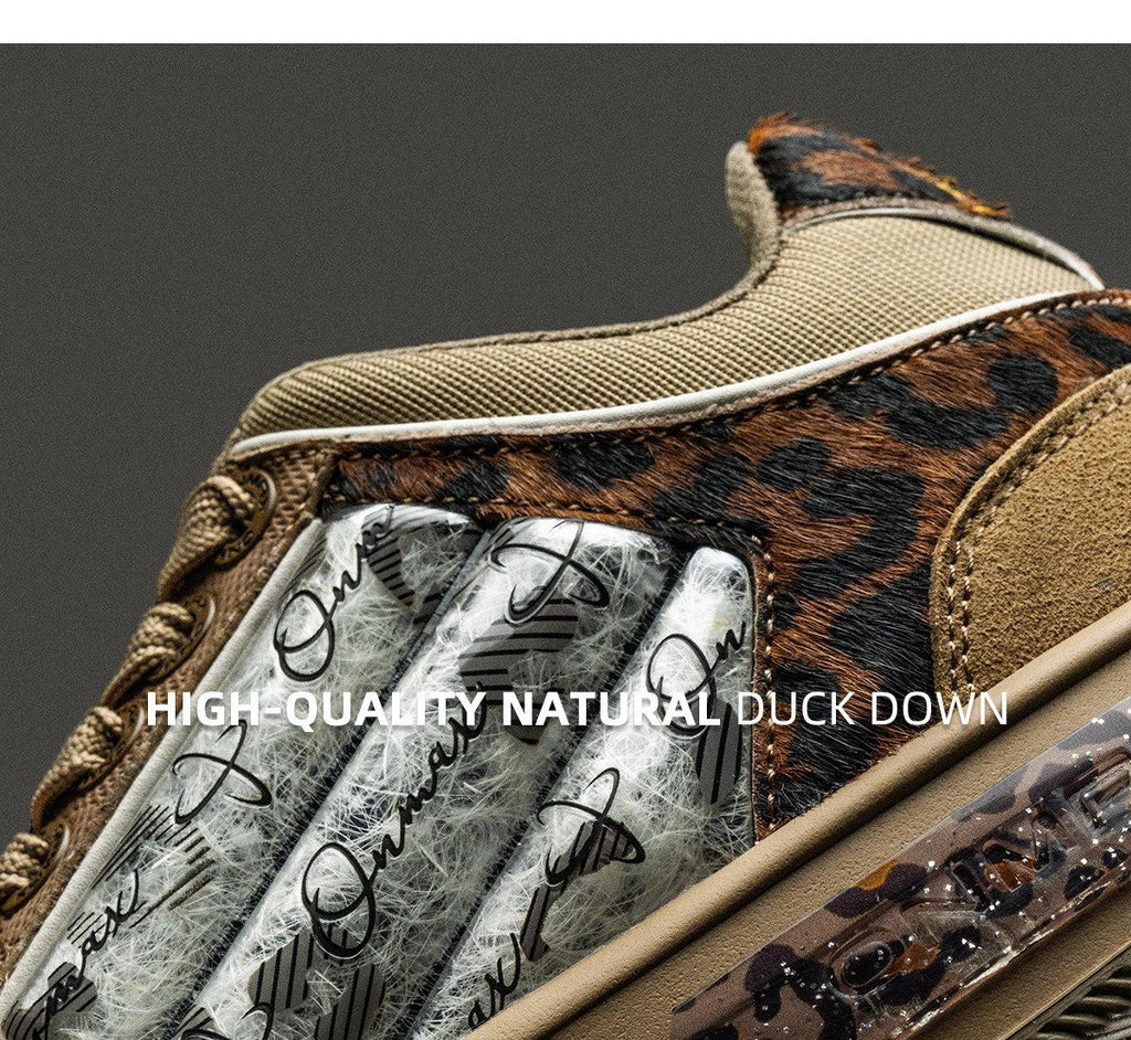 Leopard Print Sneakers Platform Chunky Shoes High-Top Casual Shoes Unisex - Leopard print brown - Size 9(AU9/EU42)