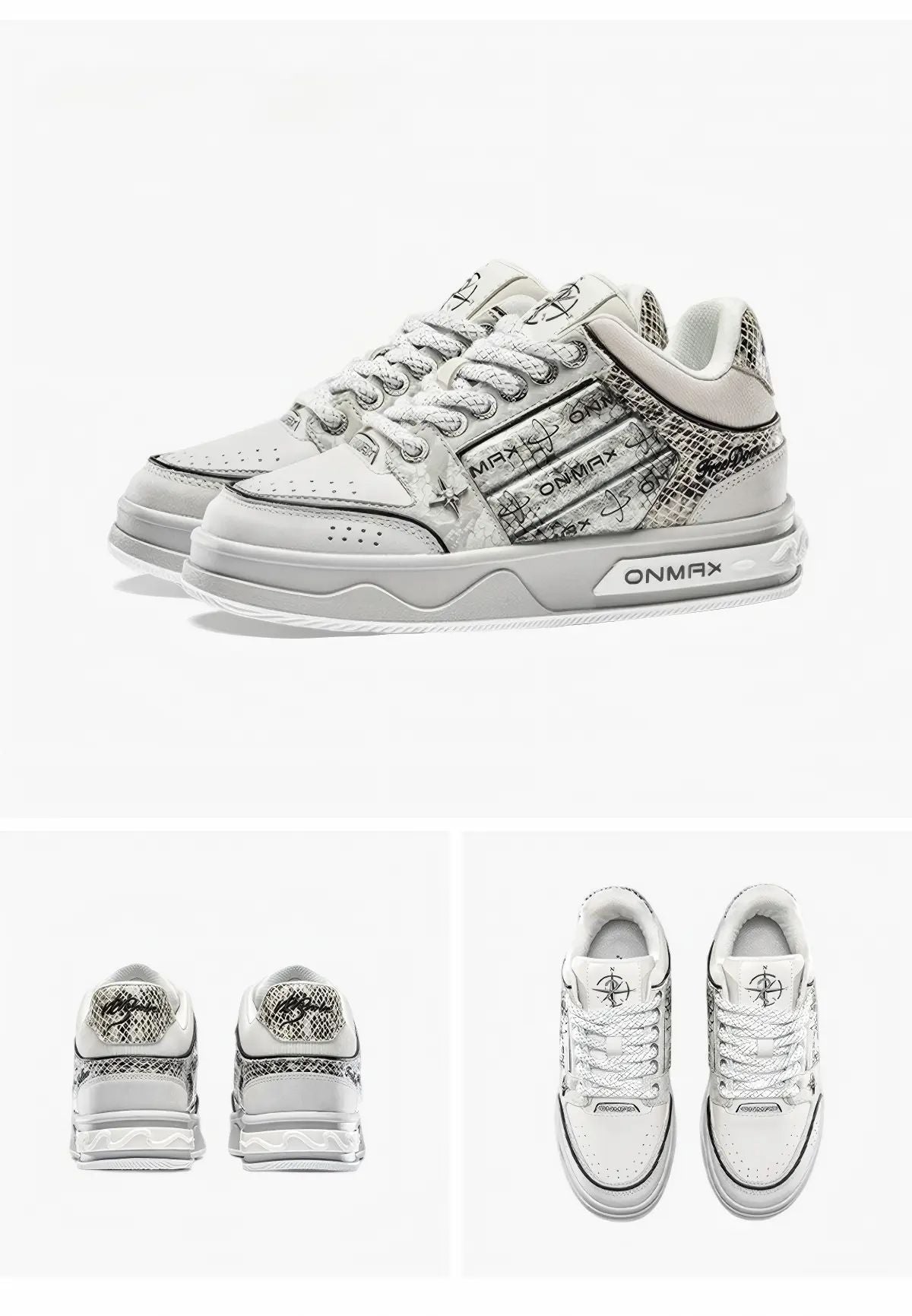 Men'S Casual Shoes Silver Snake Sneakers Board Shoes For Men Yinshe Shoes Urban - Silver - Size 13(AU13/EU46)