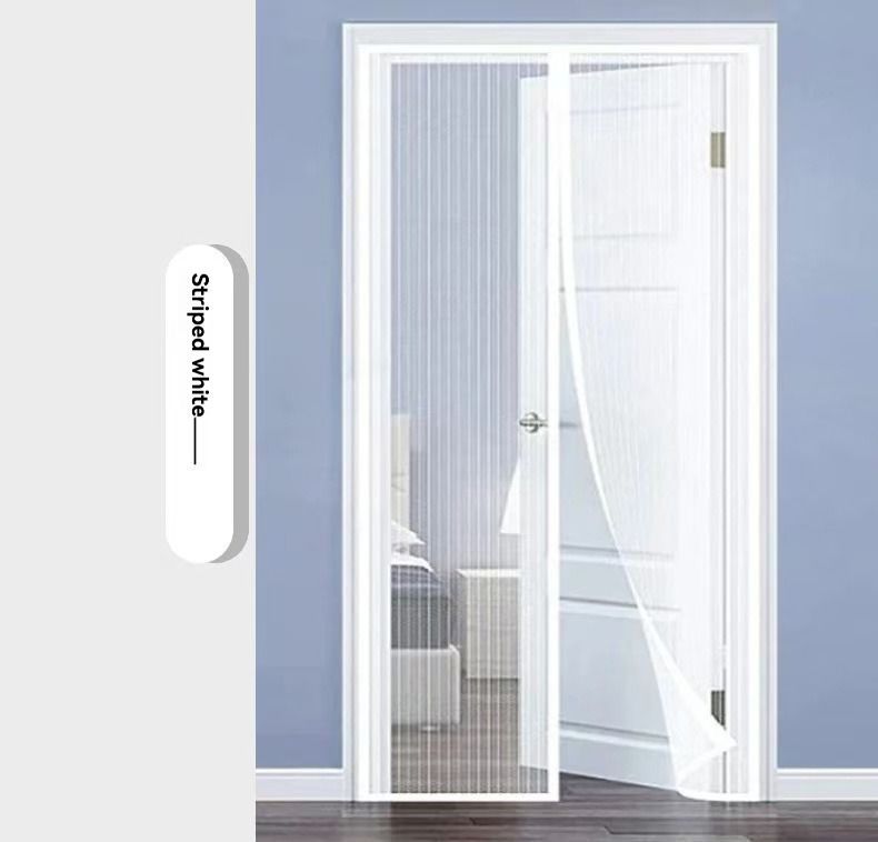 Magnetic Screen Door Self-Sealing Mesh Curtain Heavy-Duty Screen Door Insect - Black - Size 90-210cm