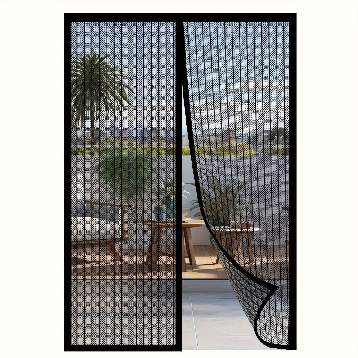 Magnetic Screen Door Self-Sealing Mesh Curtain Heavy-Duty Screen Door Insect - White - Size 140-240cm