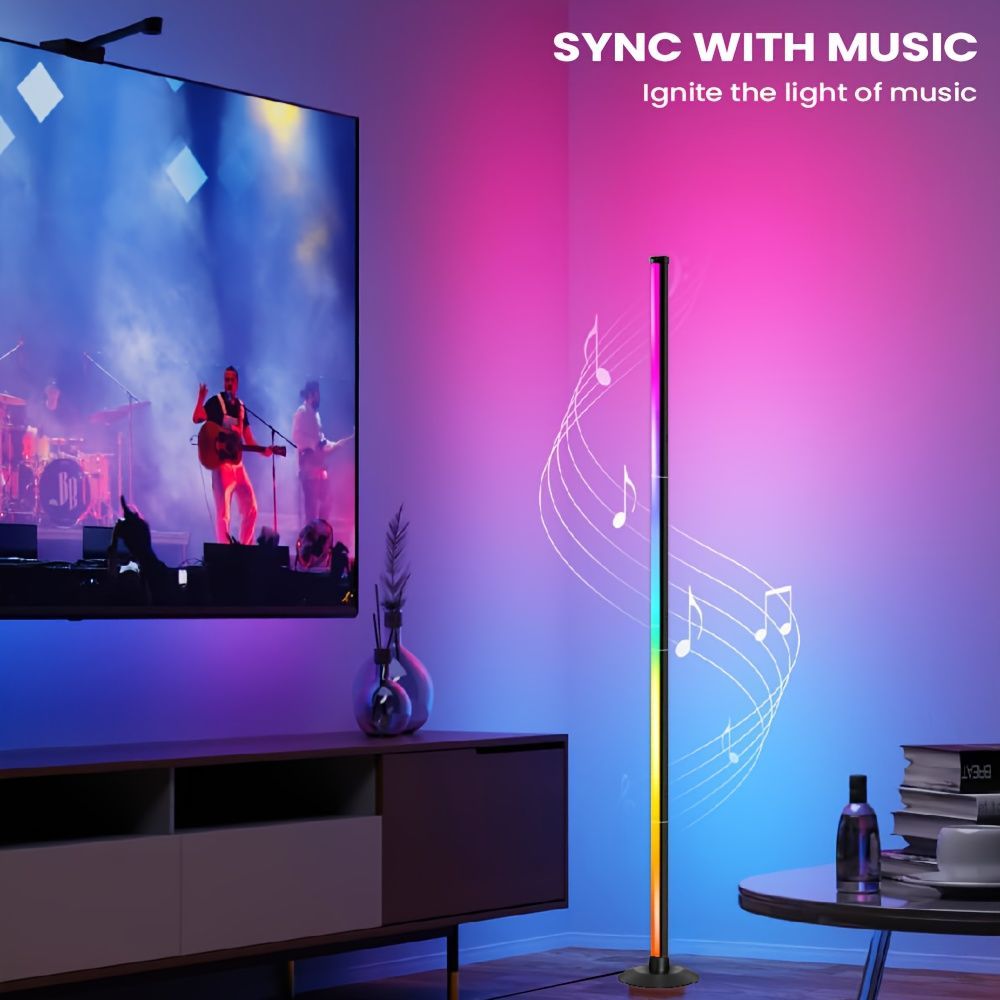 Smart LED Floor Lamp RGBICB Mood Light Ambient Light With Backlight - Rainbow - Size 01