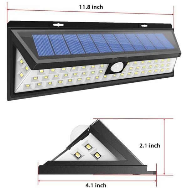 Solar Wall Light 180 LED PIR Motion Sensor Outdoor Garden Light IP65 Waterproof - Black - Size 001