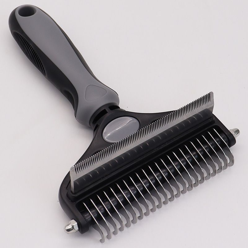 Pet Hair Remover Brush Double-Sided Pet Brush Pet Grooming Tool Dog Brush Cat - Neon Yellow - Size Large -91 teeth