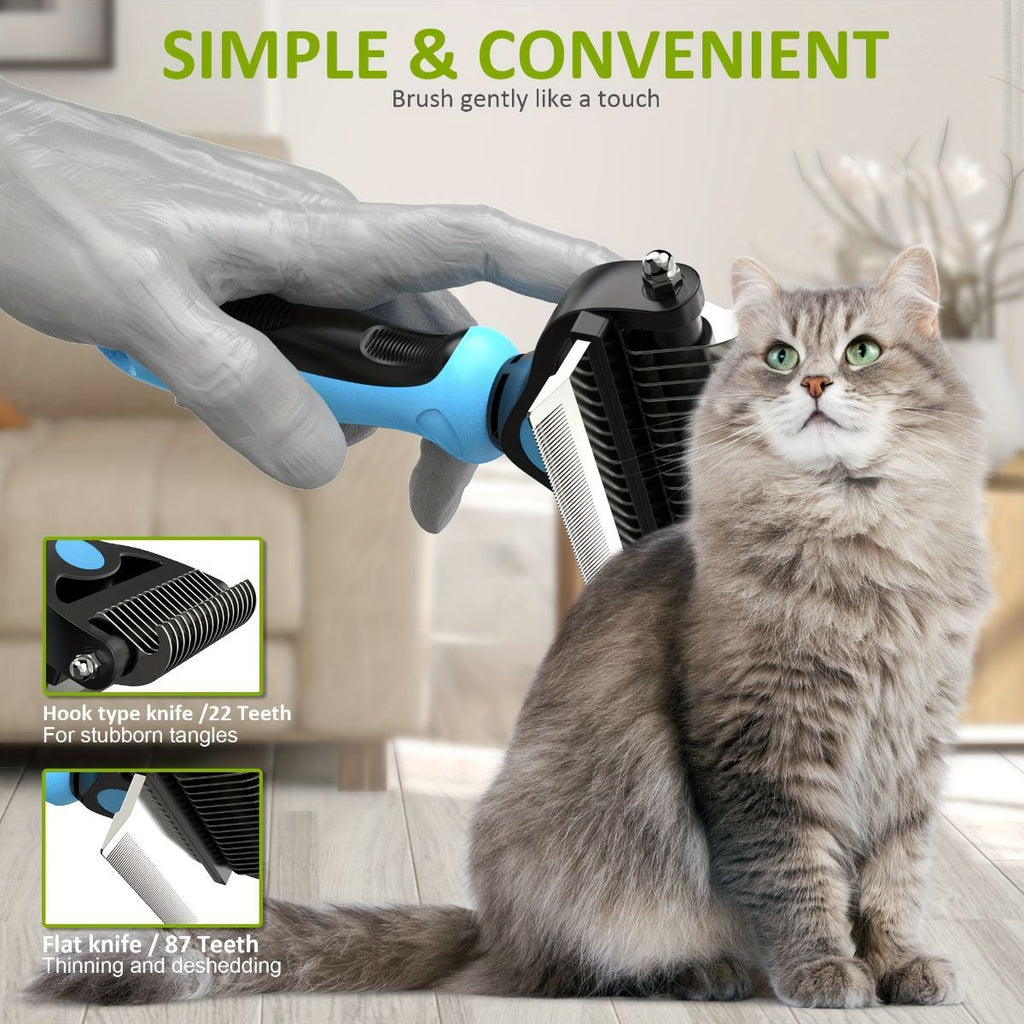 Pet Hair Remover Brush Double-Sided Pet Brush Pet Grooming Tool Dog Brush Cat - Royal Blue - Size Small size -fine teeth 67