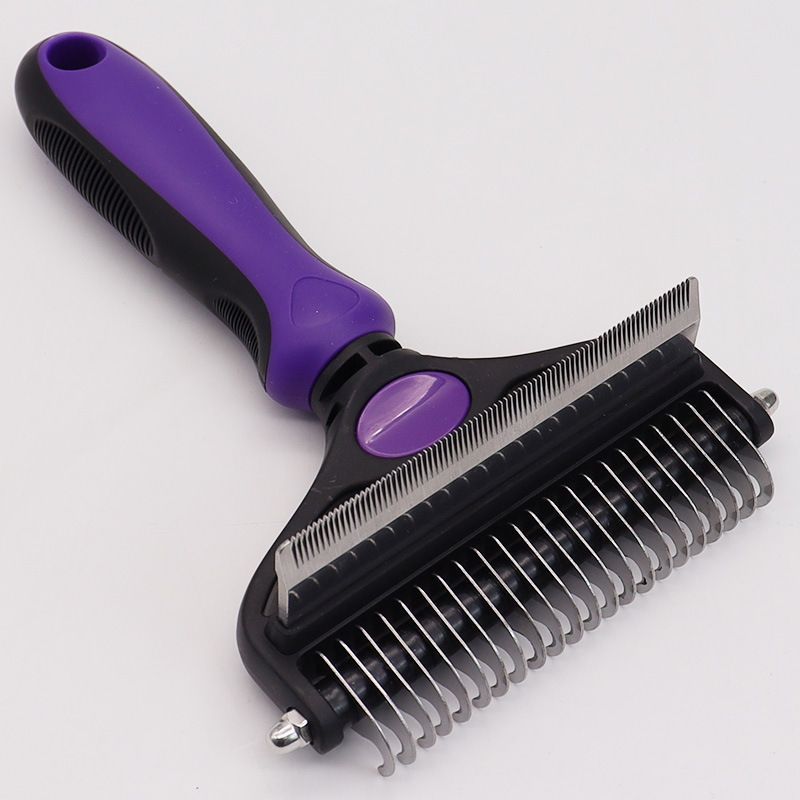 Pet Hair Remover Brush Double-Sided Pet Brush Pet Grooming Tool Dog Brush Cat - Royal Blue - Size Small size -fine teeth 67