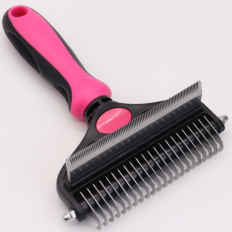 Pet Hair Remover Brush Double-Sided Pet Brush Pet Grooming Tool Dog Brush Cat - White - Size Small size -fine teeth 67