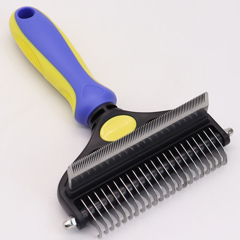 Pet Hair Remover Brush Double-Sided Pet Brush Pet Grooming Tool Dog Brush Cat - Yellow - Size Small size -fine teeth 67