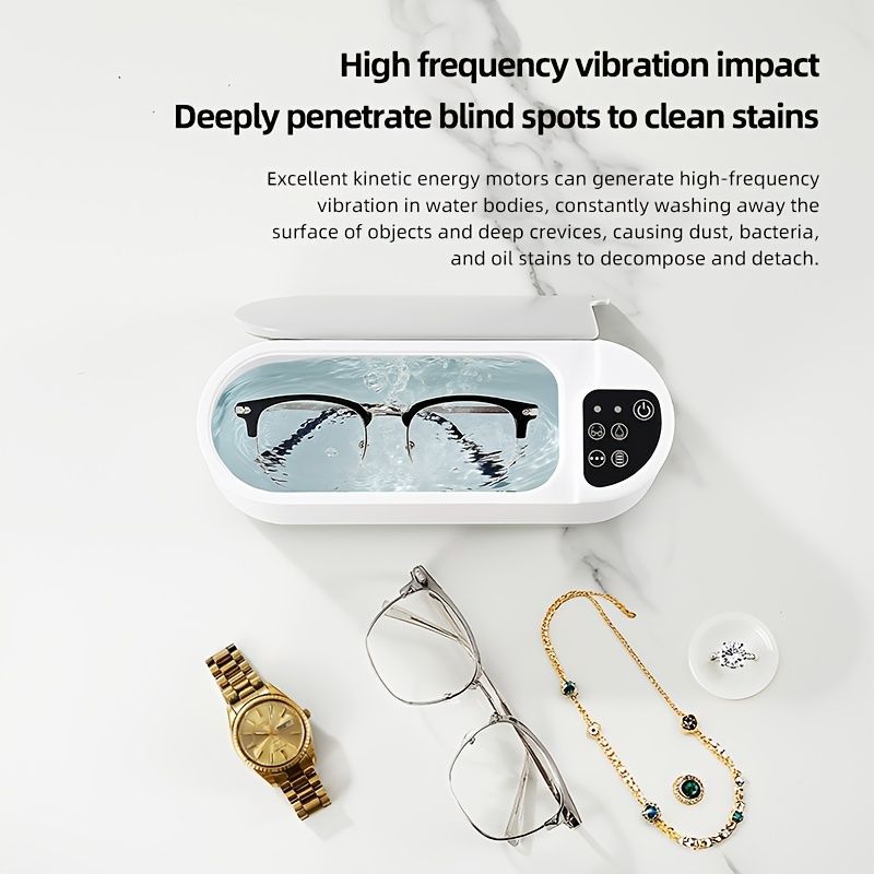 Eyewear Cleaner Jewelry Cleaner Watch Cleaner Sonic Vibration Cleaner USB - White - Size Eyewear Cleaner Jewelry Cleaner Watch Cleaner Sonic Vibration Cleaner USB