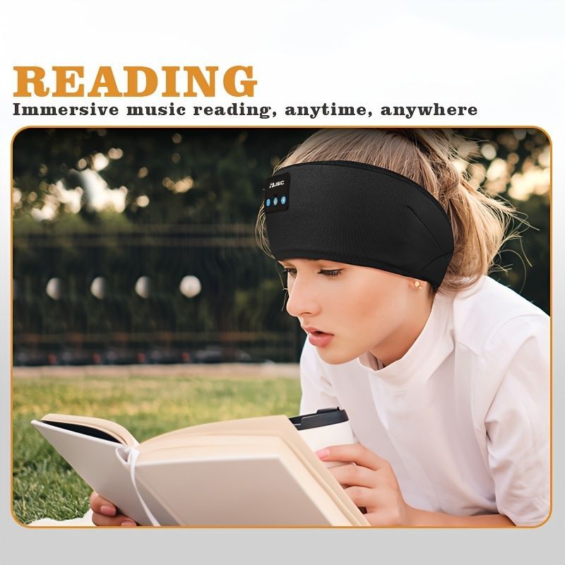 Wireless Sleep Headphones Headband Headphones Music Eye Mask Side Sleeper - Black - Size 001