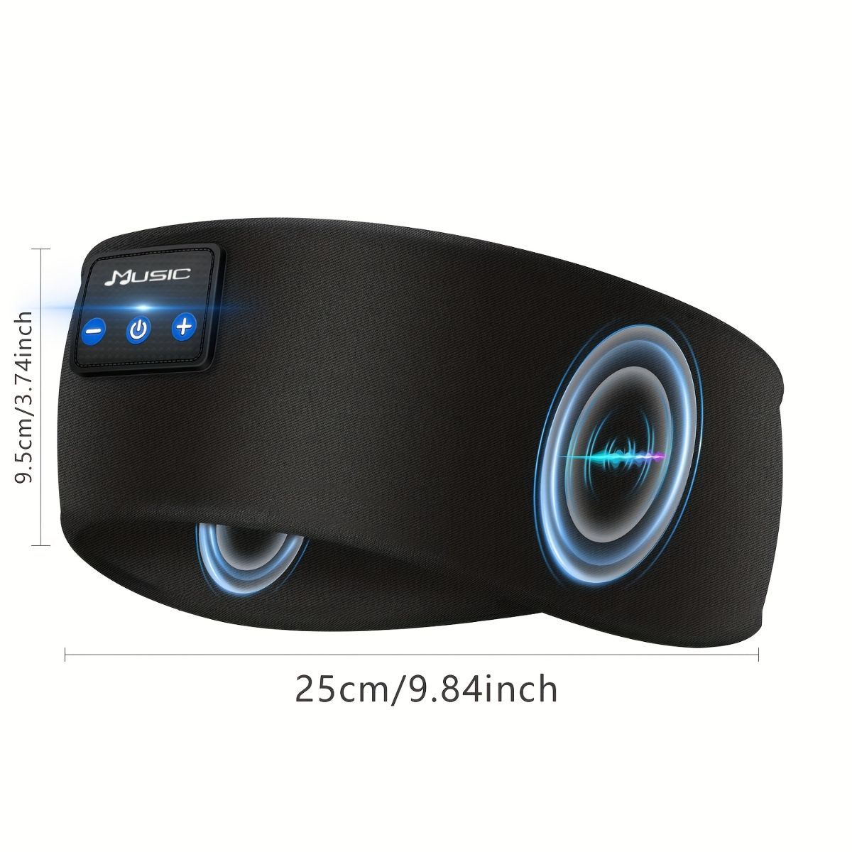 Wireless Sleep Headphones Headband Headphones Music Eye Mask Side Sleeper - Black - Size 001