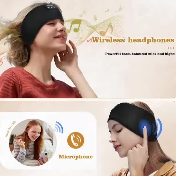Wireless Sleep Headphones Headband Headphones Music Eye Mask Side Sleeper - Gray - Size 001