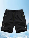 Men'S Athletic Shorts Gym Shorts Running Shorts Side Pocket Shorts Zippered - Black - Size S