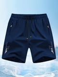 Men'S Athletic Shorts Gym Shorts Running Shorts Side Pocket Shorts Zippered - Cyan - Size S