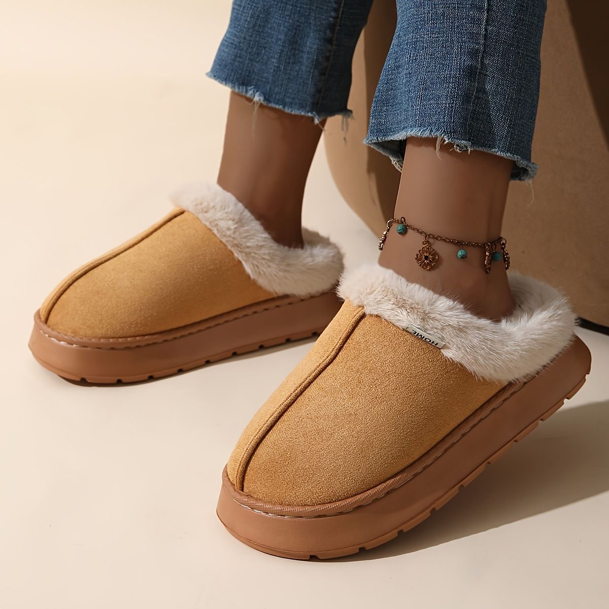 Women'S Furry Slippers Cosy House Shoes Australian Women’S Lounge Slippers Warm - Gray - Size 39