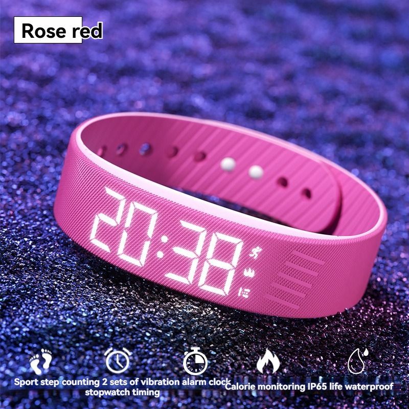 Women'S Watch Multifunctional Watch Alarm Watch Pedometer Watch Timer Watch - Morning light pink - Size 01