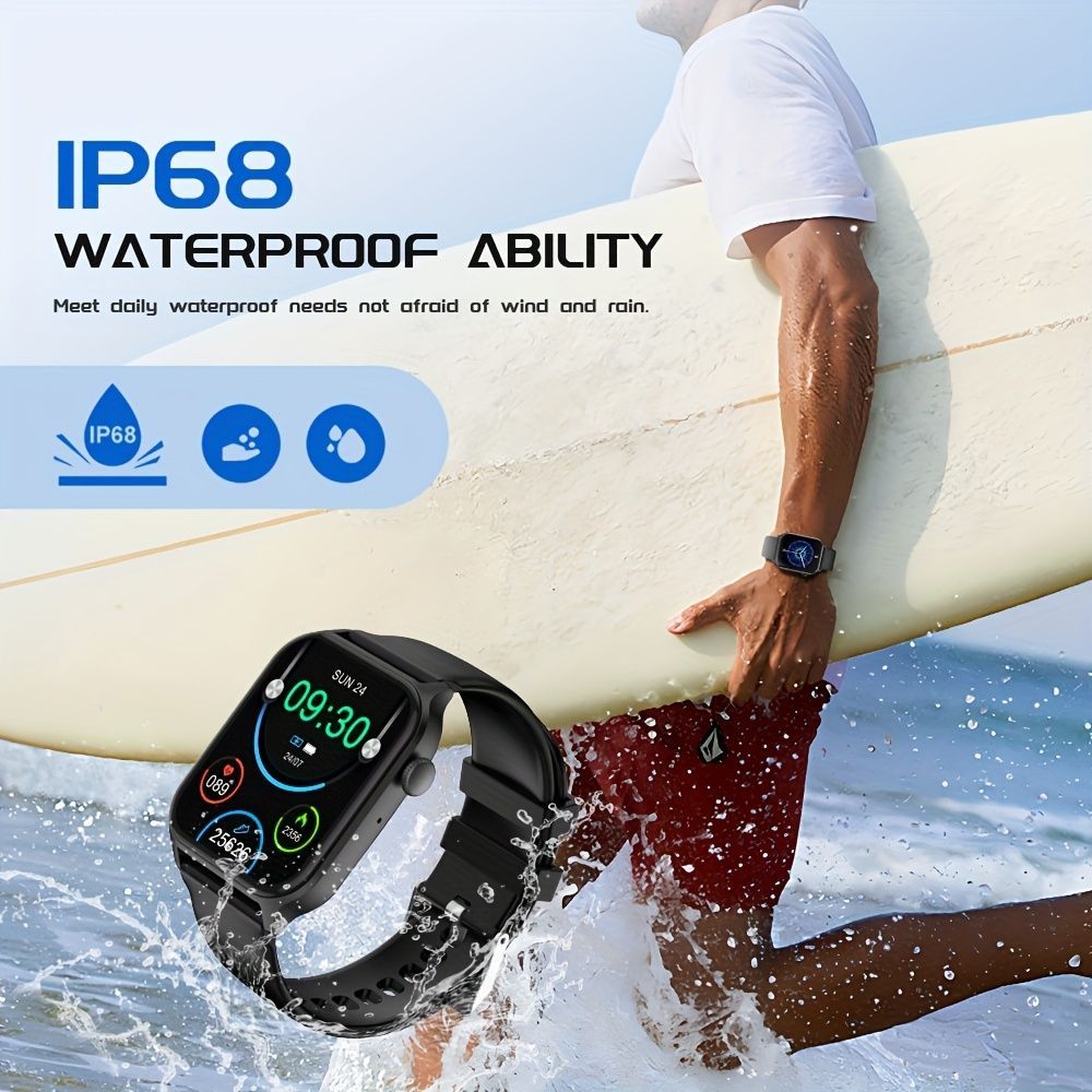 Smart Watch 1.83-Inch Screen Wireless Call Wireless Music Voice Control Sports - Black - Size 001