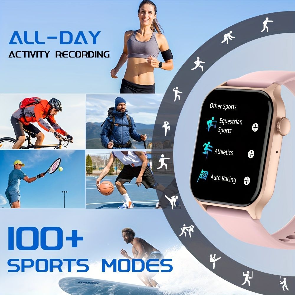 Smart Watch 1.83-Inch Screen Wireless Call Wireless Music Voice Control Sports - Pink - Size 001