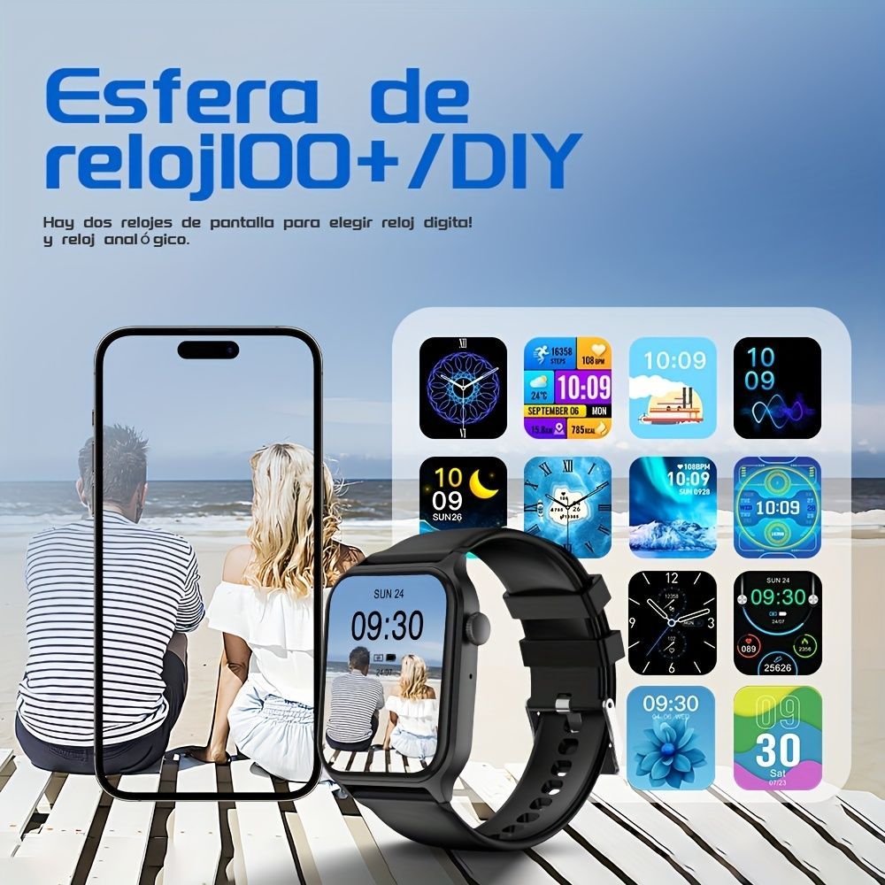 Smart Watch 1.83-Inch Screen Wireless Call Wireless Music Voice Control Sports - Purple - Size 001
