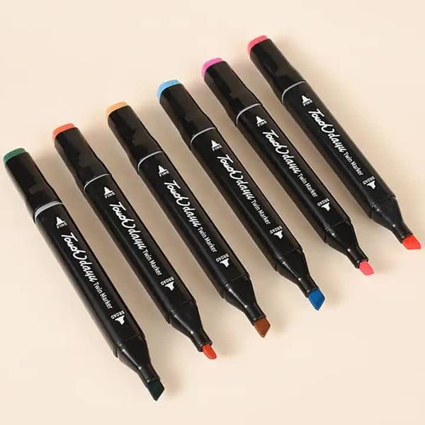 Professional Dual-Tip Marker Set, 100 Colors for Art & Design