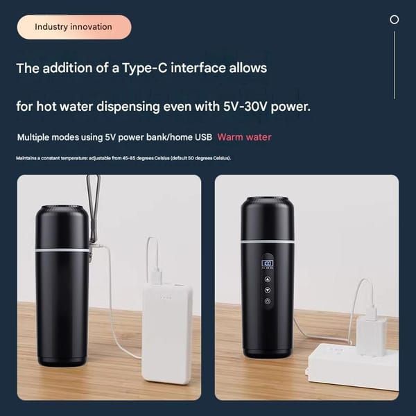 Car Electric Kettle 12V 24V 500ml 316 Stainless Steel Travel Water Boiler