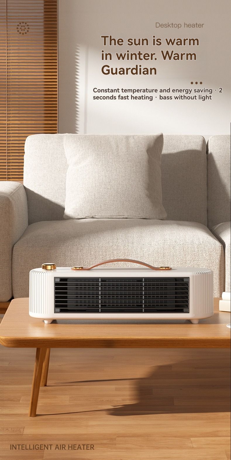 Desktop Ceramic Fan Heater Portable Mini Electric Heater Quiet Energy Saving