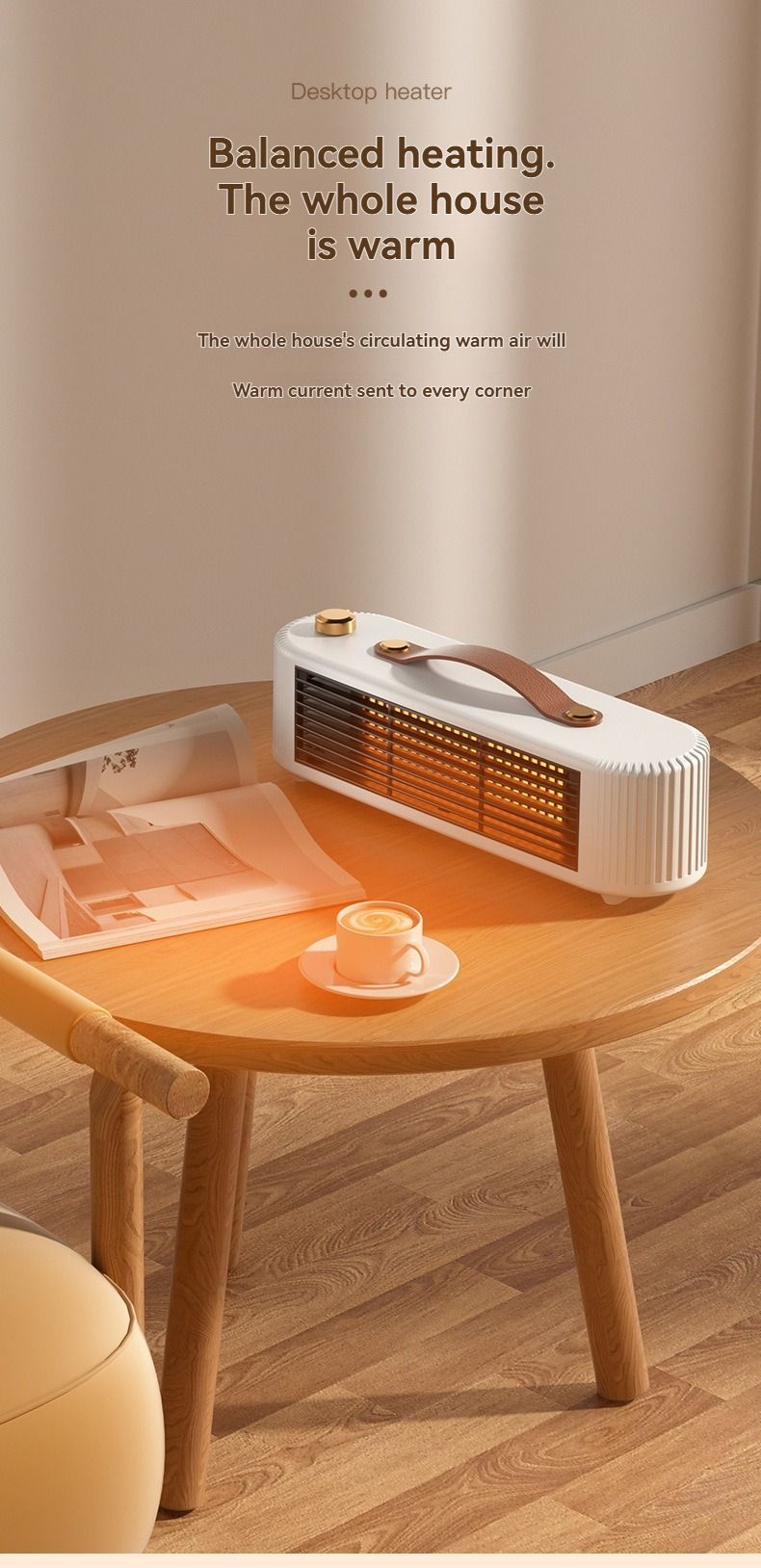 Desktop Ceramic Fan Heater Portable Mini Electric Heater Quiet Energy Saving
