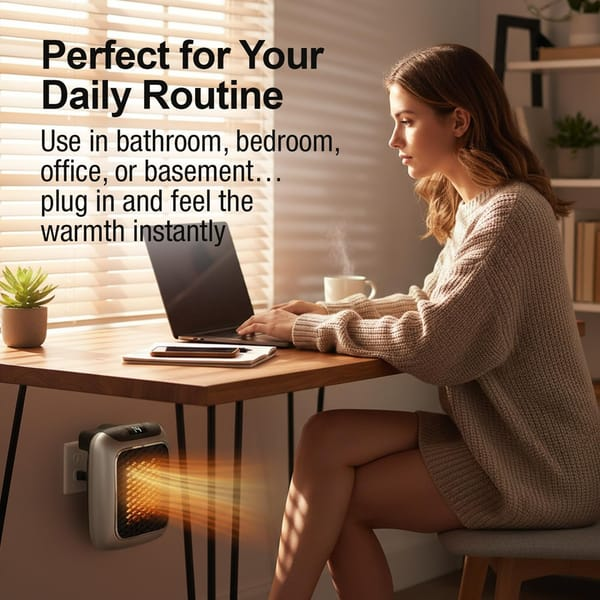 Portable Ceramic Fan Heater 1200W PTC Remote Control 12H Timer Thermostat