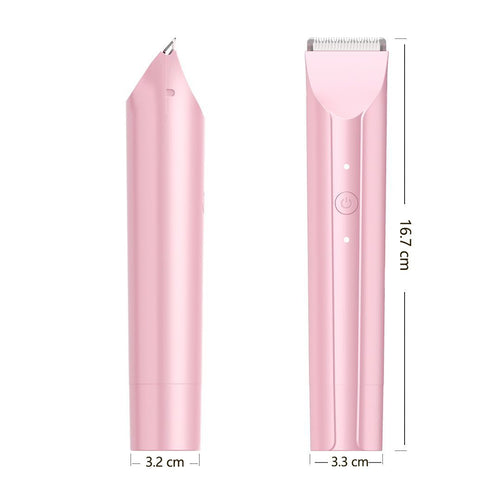 2-in-1 Waterproof Body Trimmer & Shaver – 3mm/6mm Guide, Floating Head, Painless Hair Removal for Women - Pink - Size 20cm