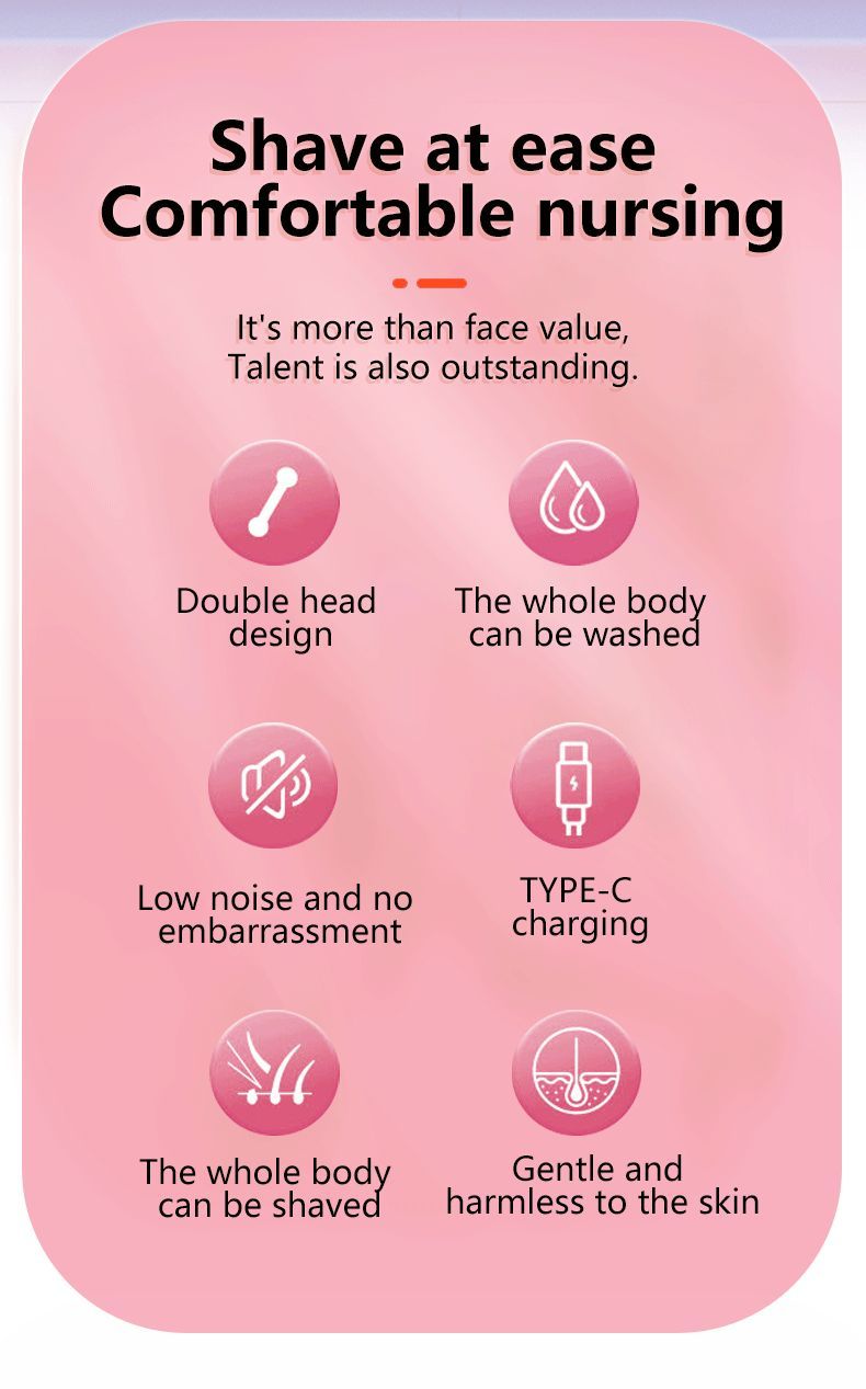 2-in-1 Waterproof Body Trimmer & Shaver – 3mm/6mm Guide, Floating Head, Painless Hair Removal for Women - White - Size 20cm