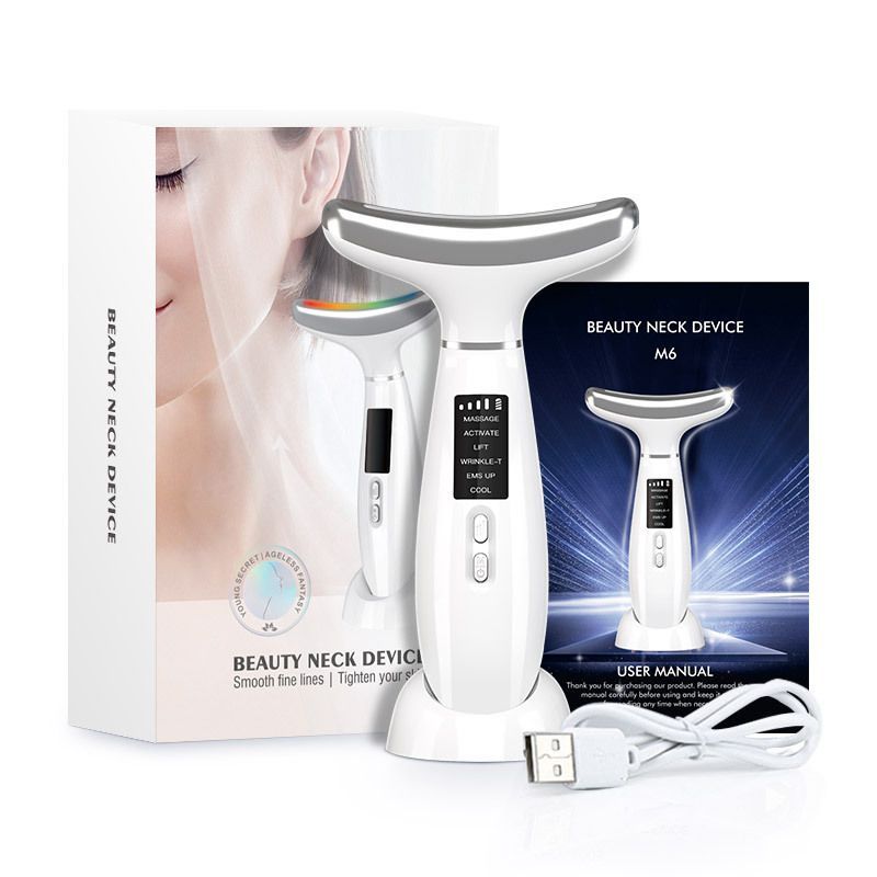 Face Massager -4 Color Red-Light-Therapy for Face and Neck for Wrinkles, Double Chin, Vibrating Facial Massager with Thermals Cold-Hot - Green - Size 59mm