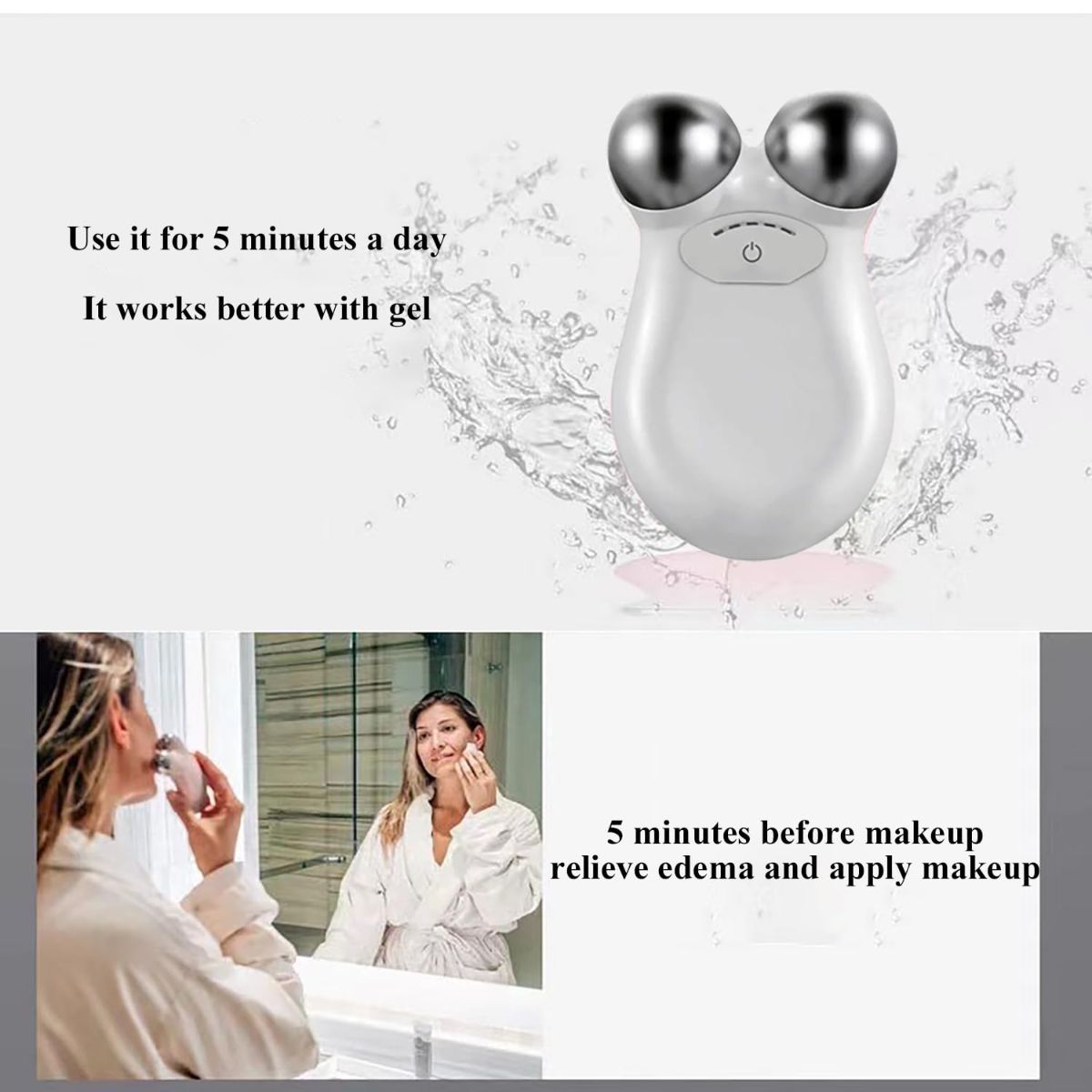 Microcurrent Facial Device,Enhances The Ability to Lift The Face and Tighten The Skin,Facial Wrinkle Equipment - White - Size 106mm