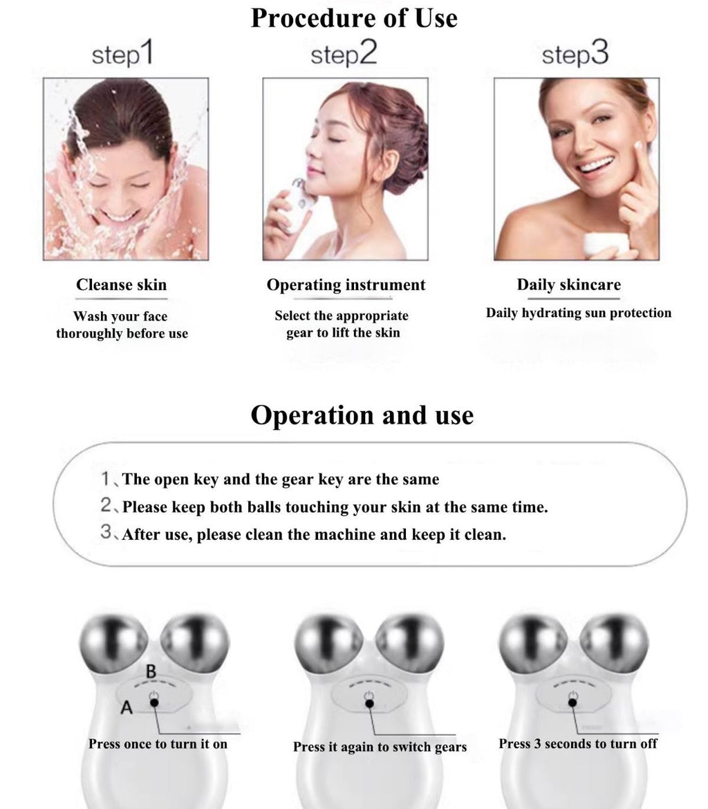 Microcurrent Facial Device,Enhances The Ability to Lift The Face and Tighten The Skin,Facial Wrinkle Equipment - White - Size 106mm