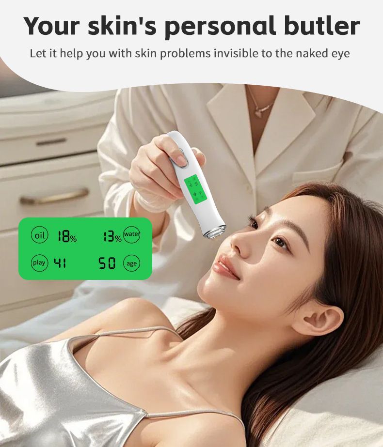 Professional Skin Moisture Tester, Digital Facial Oil Detector, High Precision Skin Hydration Analysis Meter, Hydration monitor,Portable Skin Analyzer with LCD Display & Fluorescent Agent Detection