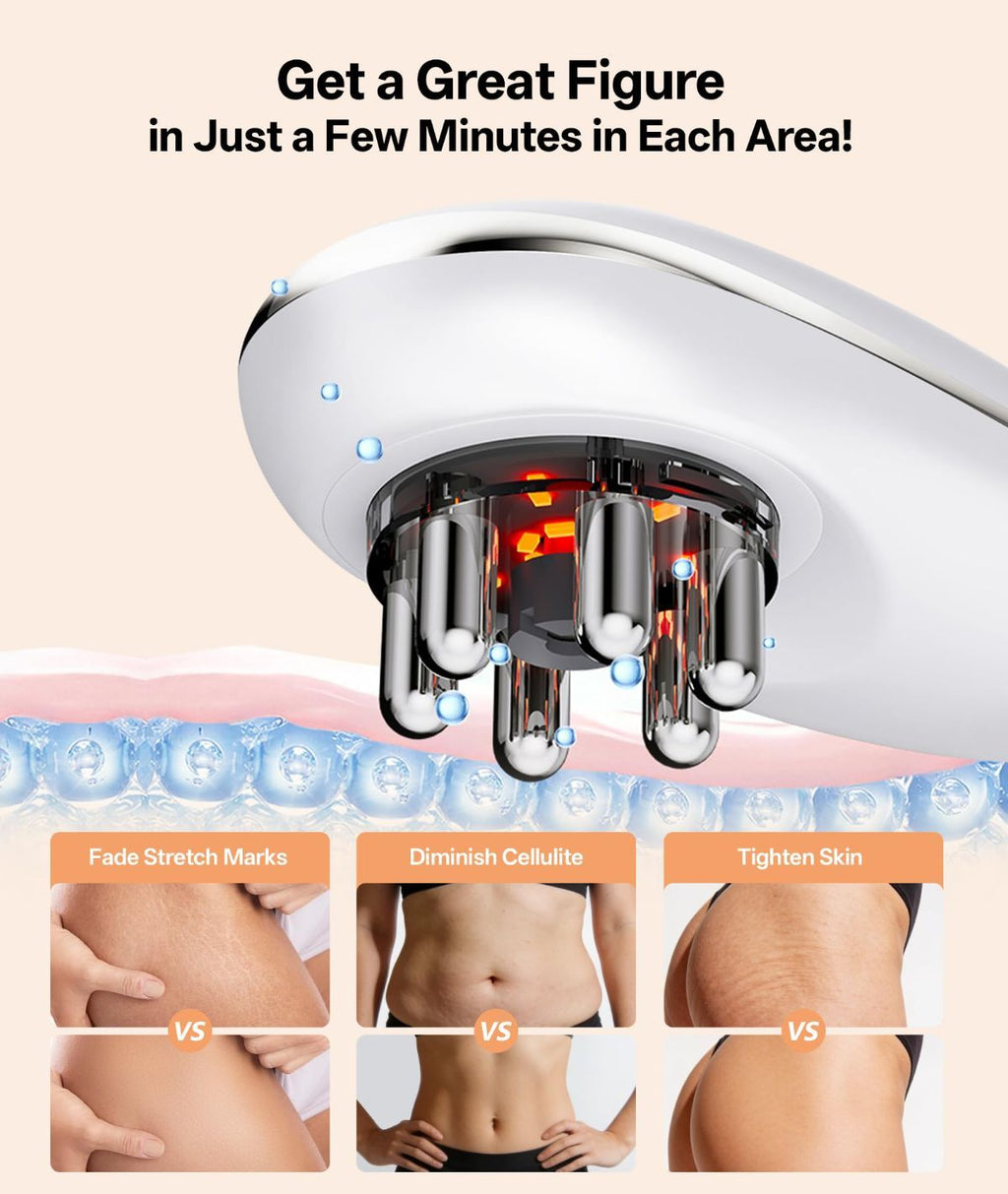Body Sculpting Machine with Red Light Therapy for Face & Body, Cupping Therapy, Electric Cellulite Massage Tool with 2 Cups, Gift for Women - White - Size 14cm