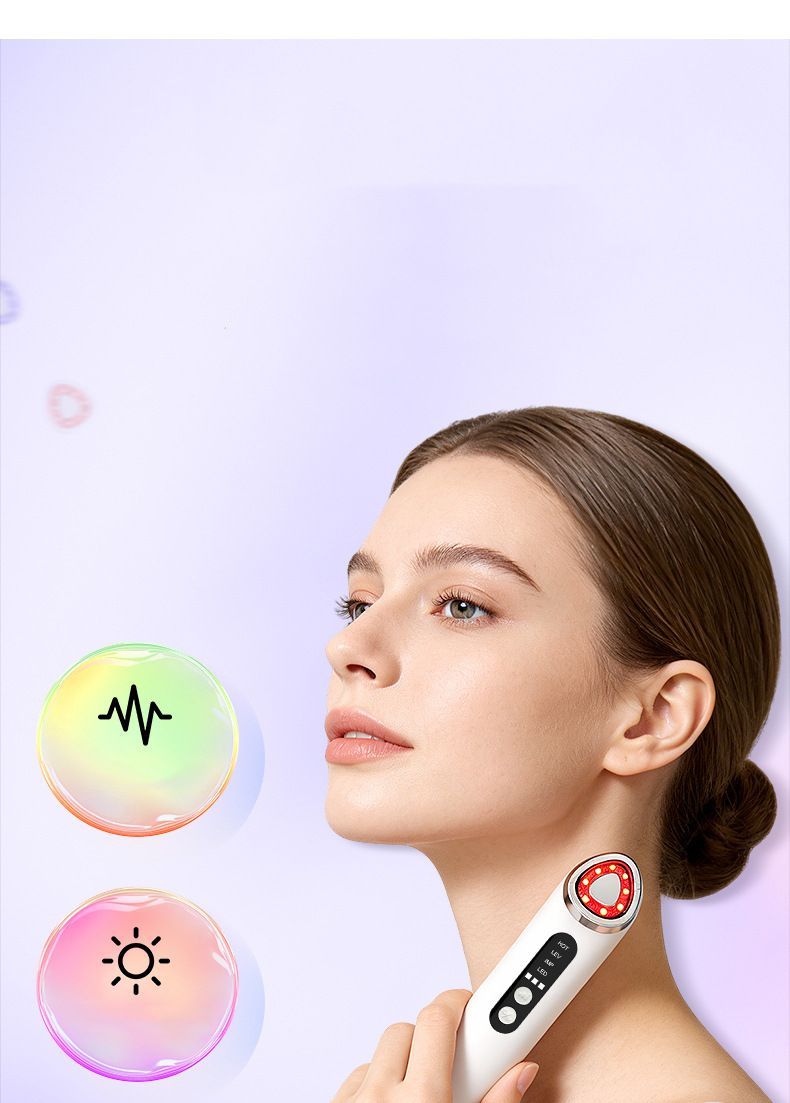 7-Color LED Face Lift Device –  Skin Tightening and Lifting, LED Light Therapy for Wrinkles, Korean Skin Care, Spa-Grade Facial Massager Lifting & Firming Beauty Massager - Pink - Size 160mm