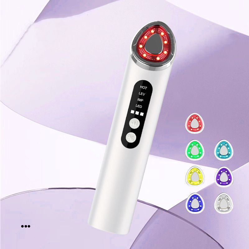 7-Color LED Face Lift Device –  Skin Tightening and Lifting, LED Light Therapy for Wrinkles, Korean Skin Care, Spa-Grade Facial Massager Lifting & Firming Beauty Massager - White - Size 160mm
