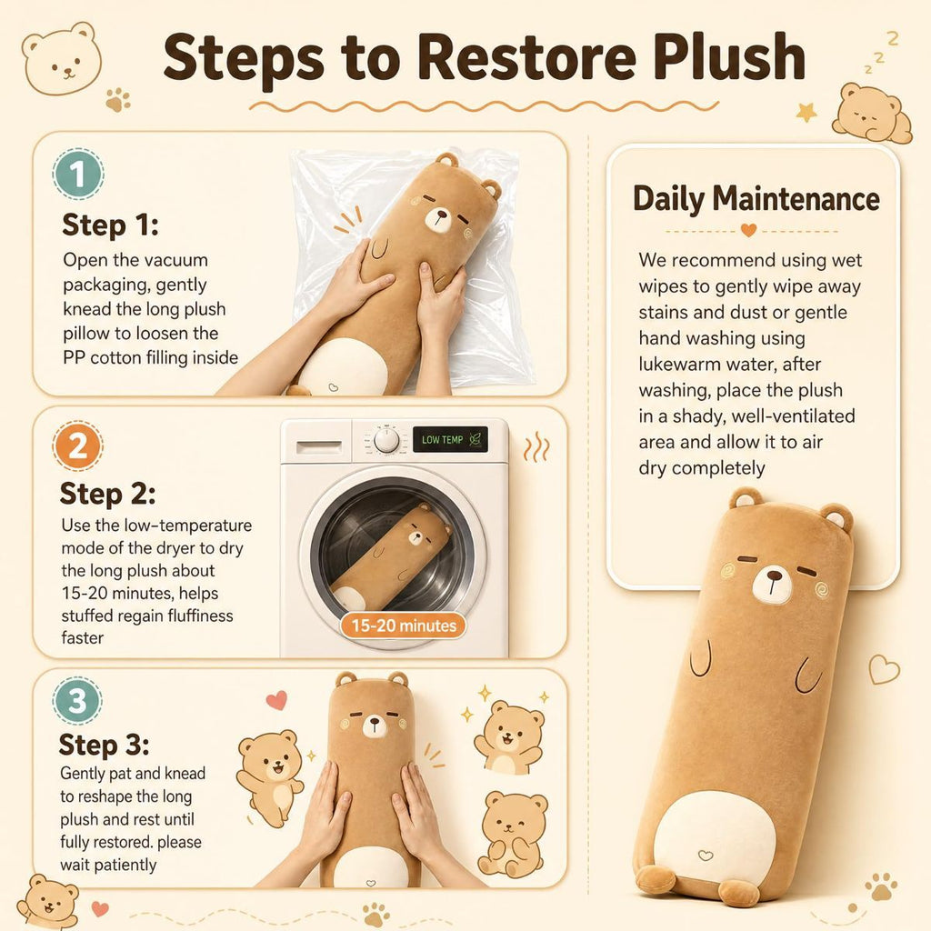 Long-Shaped Pillow Plush Pillow Hugging Pillow Soft Pillow Sleeping Pillow Gift - Beige - Size 27in