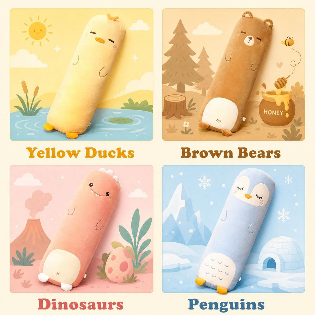 Long-Shaped Pillow Plush Pillow Hugging Pillow Soft Pillow Sleeping Pillow Gift - Yellow - Size 33in