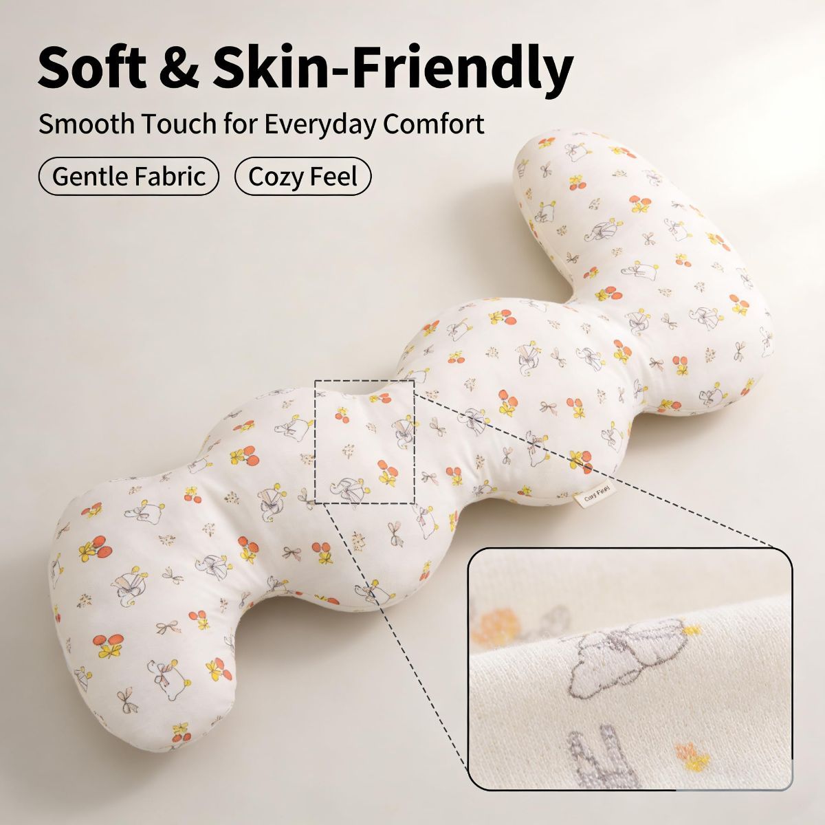 Long Rectangular Leg Pillow for Side Sleeping, Breathable Summer Cushion with Removable Washable Cover, Slim Lightweight Support Pillow for Bed Sofa Couch Travel Use - Blue - Size 100cm