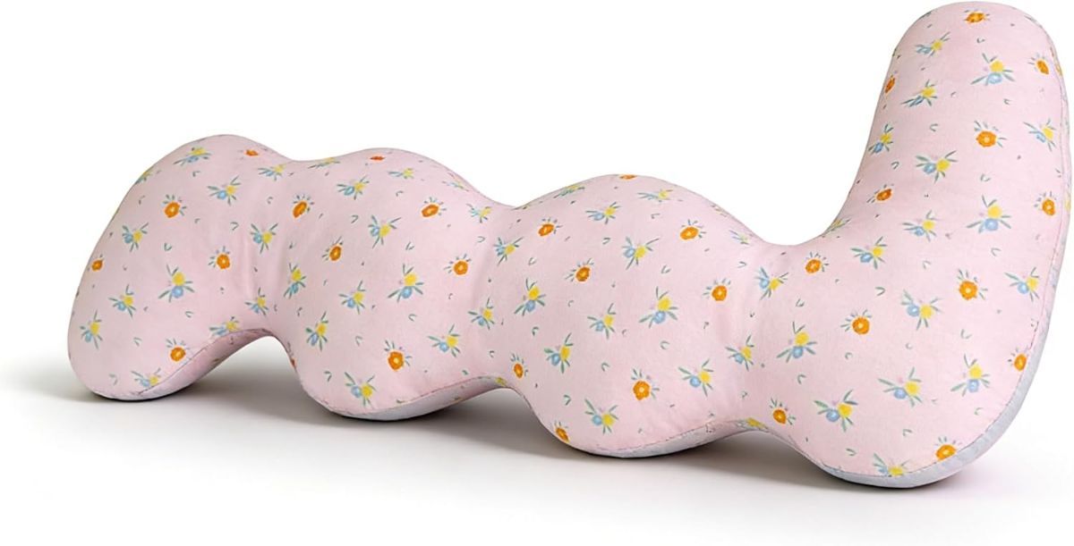 Long Rectangular Leg Pillow for Side Sleeping, Breathable Summer Cushion with Removable Washable Cover, Slim Lightweight Support Pillow for Bed Sofa Couch Travel Use - Pink - Size 130cm