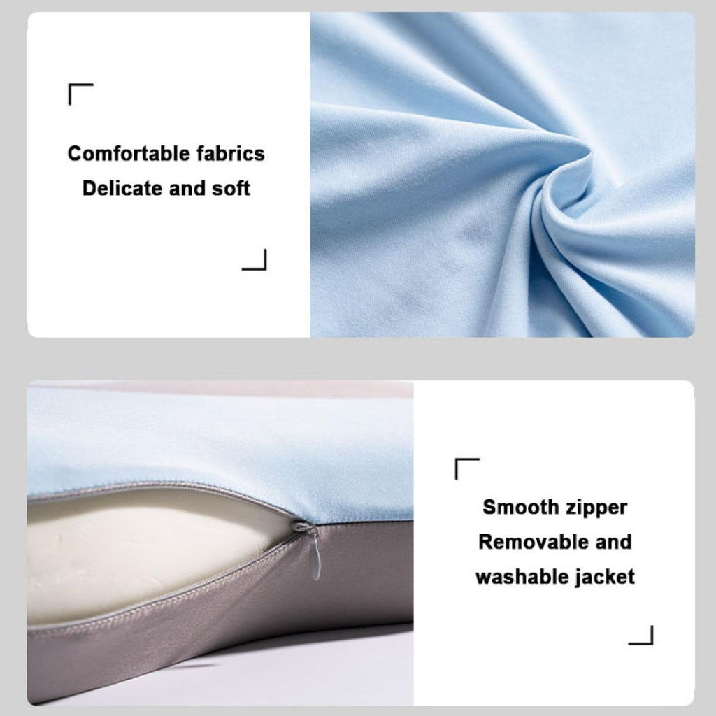 Soft and Comfortable Cat Belly Pillow Home Memory Foam Pillow Cervical Deep Sleep Memory Pillow High Pillow - Arc Patchwork - Size 55 * 35 * 11cm